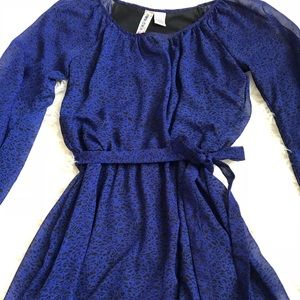 Long Sleeve Black Blue Dress